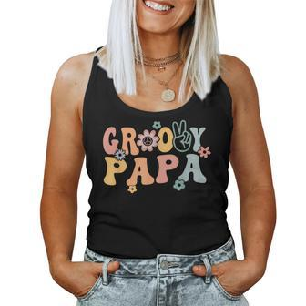 Groovy Papa Retro Dad Matching Family 1St Birthday Party Women Tank Top - Monsterry AU