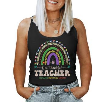 Groovy Rainbow Hispanic Heritage Month Teacher Latina Women Tank Top | Mazezy