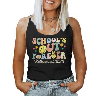 Groovy Schools Out Forever Retirement 2023 Retired Teacher Women Tank Top | Mazezy