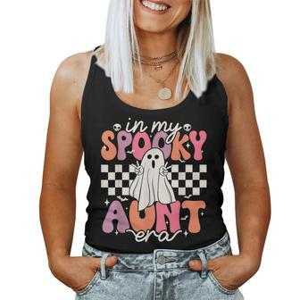 Groovy In My Spooky Aunt Era Retro Auntie Halloween Ghost Women Tank Top - Monsterry UK