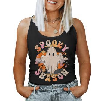 Groovy Spooky Season Ghost Flower Halloween Costume Girls Women Tank Top - Monsterry AU