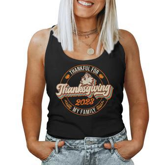 Groovy Thankful For Thanksgiving 2023 Family Group Matching Women Tank Top | Mazezy UK