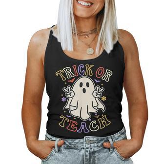 Groovy Trick Ot Teach Retro Vintage Halloween Teacher Life For Teacher Women Tank Top | Mazezy