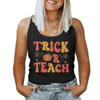 Groovy Trick Or Teach Halloween Teacher Life Girl Women Tank Top - Monsterry UK