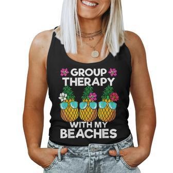 Group Therapy With My Beaches Pineapple Girls Trip Women Women Tank Top Weekend Graphic - Monsterry DE