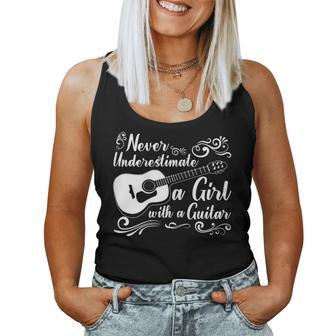 Guitarist Never Underestimate A Girl With A Guitar Women Tank Top | Mazezy