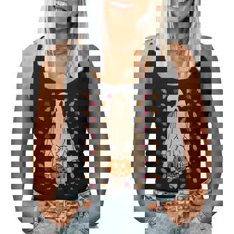 Halloween Boo Ghost Sheet Fall Leaves Pumpkin Cute Costume Halloween Women Tank Top | Mazezy