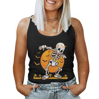Halloween Dabbing Skeleton Costume Dab Bats Men Women Kids Halloween Women Tank Top | Mazezy