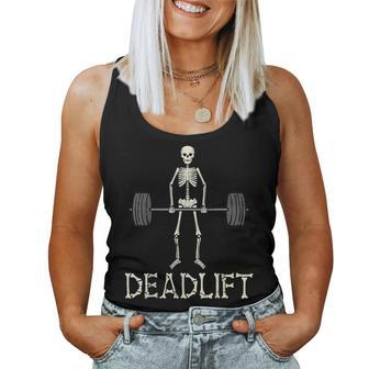 Halloween Deadlift Skeleton Gym Workout Costume Women Tank Top - Seseable