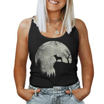 Halloween Dog Frenchie Frenchie Dog Moon Howl In Forest Women Tank Top | Mazezy