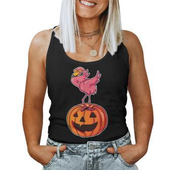 Halloween Flamingo Costumew Pumpking Bird Flamingoween Halloween Women Tank Top | Mazezy