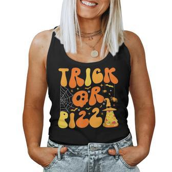 Halloween Trick Or Pizza Scary Ghost Deco Graphic Fall Women Tank Top - Monsterry DE