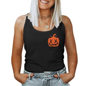 Halloween Jackolantern Fall Pumpkin Face Adult Kids Halloween Women Tank Top | Mazezy