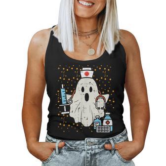 Halloween Nurse Ghost Boo Nursing Scrub Top Costume Women Tank Top - Thegiftio UK