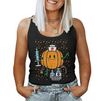 Halloween Nurse Pumpkin Nursing Scrub Top Costume Women Tank Top | Mazezy CA