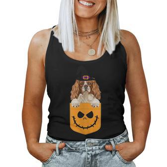Halloween Pocket English Toy Spaniel Scary Jack O Lantern Women Tank Top | Mazezy