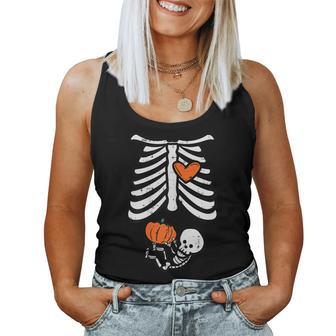 Halloween Pregnancy Skeleton Baby Announce Costume Women Tank Top - Seseable