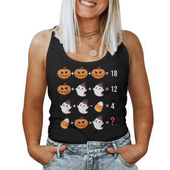 Halloween Pumpkin Ghost Candy Corn Mathematics Math Teacher Women Tank Top - Monsterry CA