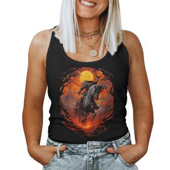 Halloween Scary Pumpkin Headless Horseman Women Tank Top - Thegiftio UK