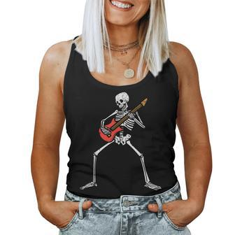 Halloween Skeleton Rocker Guitar Punk Rock Costume Women Tank Top - Seseable
