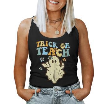 Halloween Teacher Trick Or Teach Groovy Ghost Costume Women Tank Top - Monsterry UK