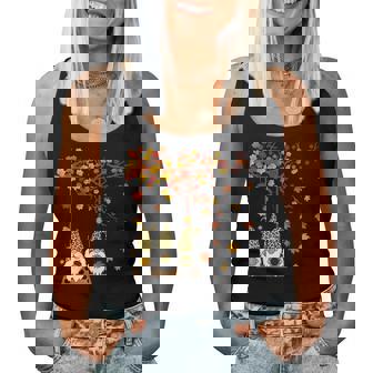 Halloween Three Gnomes Hat Leopard Pumpkin Fall Leaves Halloween Women Tank Top | Mazezy