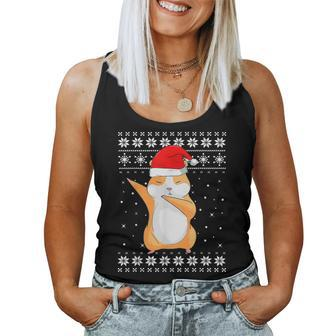 Hamster Dabbing Dance Ugly Sweater Christmas Pajamas Women Tank Top | Mazezy