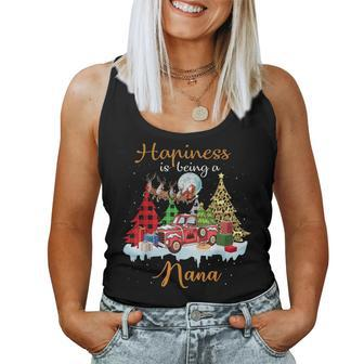 Happiness Is Being Nana Red Truck Tree Christmas Women Tank Top | Mazezy