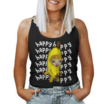 Happy Banana Cat Meme Bananacat Happy Kitty Cat Lovers Meme Women Tank Top - Seseable