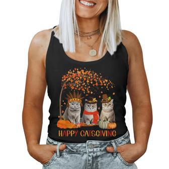 Happy Catsgiving Cute Thanksgiving Cat Lovers Cat Mom Women Women Tank Top - Seseable