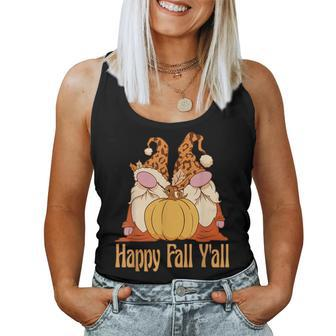 Happy Fall Y'all Autumn Gnomes Pumpkin Spice Fall Leaves Women Tank Top | Mazezy