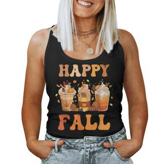 Happy Fall Y'all Autumn Halloween Pumpkin Spice Latte Women Tank Top - Monsterry UK