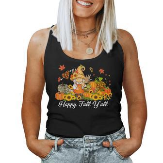 Happy Fall Y'all Gnome Pumpkin Truck Autumn Thanksgiving Women Tank Top - Seseable