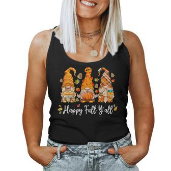 Happy Fall Y'all Gnome Pumpkin Truck Autumn Thanksgiving Women Tank Top | Mazezy CA