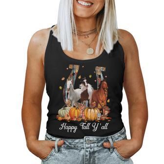 Happy Fall Y'all Horse Thanksgiving Horse Lover Halloween Halloween Women Tank Top | Mazezy