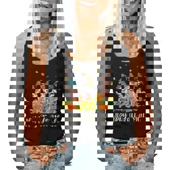 Happy Fall Yall Pitbull Leopard Pumpkin Halloween Halloween Women Tank Top | Mazezy