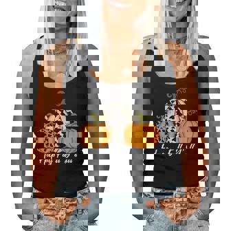 Happy Fall Y'all Pumpkin Cow Print Halloween Kids Adults Halloween Women Tank Top | Mazezy