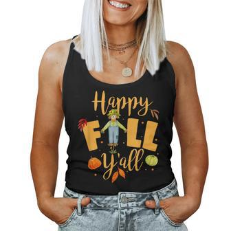 Happy Fall Yall Scarecrow Pumpkin Thanksgiving Halloween Women Tank Top - Thegiftio UK