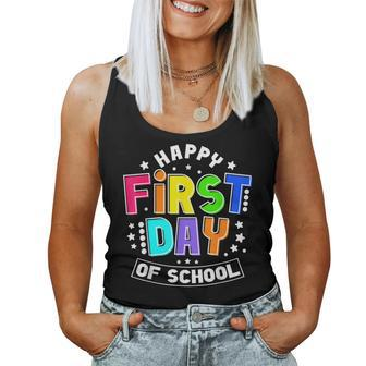 Happy First Day Of School 1St Day Back To School Teacher Women Tank Top Weekend Graphic - Thegiftio UK
