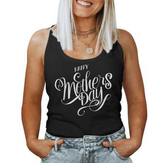 Happy Mothers Day Fancy White Cursive Design Classy Women Tank Top Basic Casual Daily Weekend Graphic - Thegiftio UK