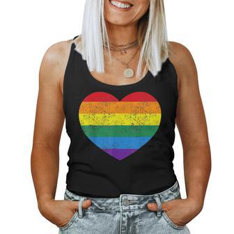 Heart Rainbow Flag Lgbt Gay Les Pride Support Lgbtq Parade Women Tank Top | Mazezy