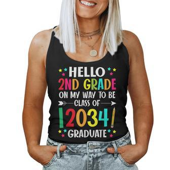Hello 2Nd Grade Back To School Class Of 2034 Grow With Me Women Tank Top Weekend Graphic - Seseable