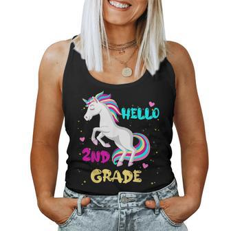 Hello 2Nd Grade First Day Of Second Grade Here I Come Girl Women Tank Top Weekend Graphic - Seseable