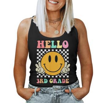 Hello 3Rd Grade Hippie Smile Face Back To School First Day Women Tank Top - Seseable