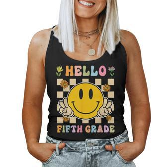 Hello 5Th Grade Hippie Smile Face Fifth Grade Back To School Women Tank Top Weekend Graphic - Thegiftio UK
