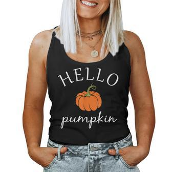 Hello Pumpkin Halloween Costume Autumn Fall Girl Women Halloween Costume Women Tank Top | Mazezy