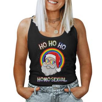 Ho Ho Ho Homosexual Holigays Lgbt Ugly Christmas Sweater Women Tank Top - Seseable