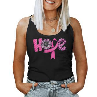 Hope Pink Ribbon Leopard Sunflower Breast Cancer Awareness Women Tank Top - Seseable