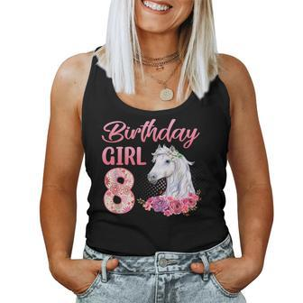 Horse Lovers 8Th Birthday Girl Cute 8 Year Old Women Tank Top - Seseable