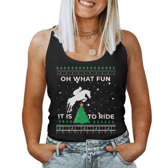 Horse Rider Equestrian Cowboy Ugly Christmas Sweater Jumper Women Tank Top - Monsterry